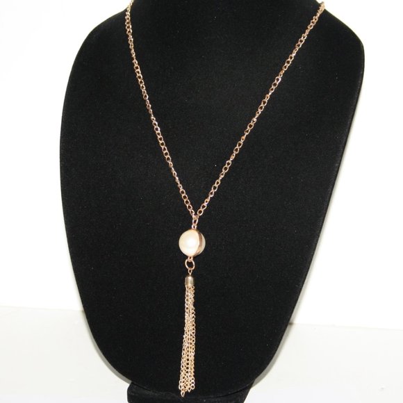 🌟 Gold & Pearl Tassel Necklace · 30" · Statement Glow 🤍 - Picture 1 of 4